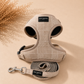 Bundle – Glen Check Sand | Hundesele + Bånd