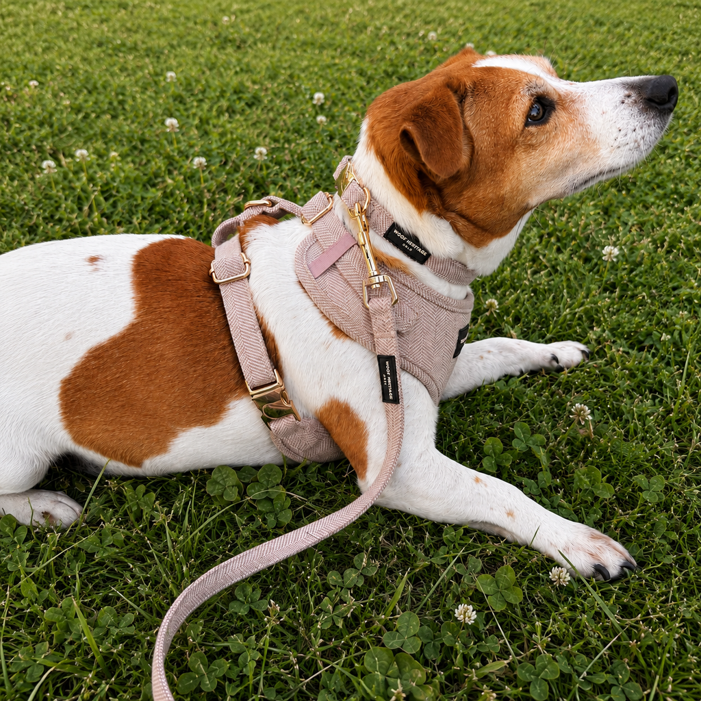 Bundle – Twill Sand | Halsbånd + Hundesele + Bånd