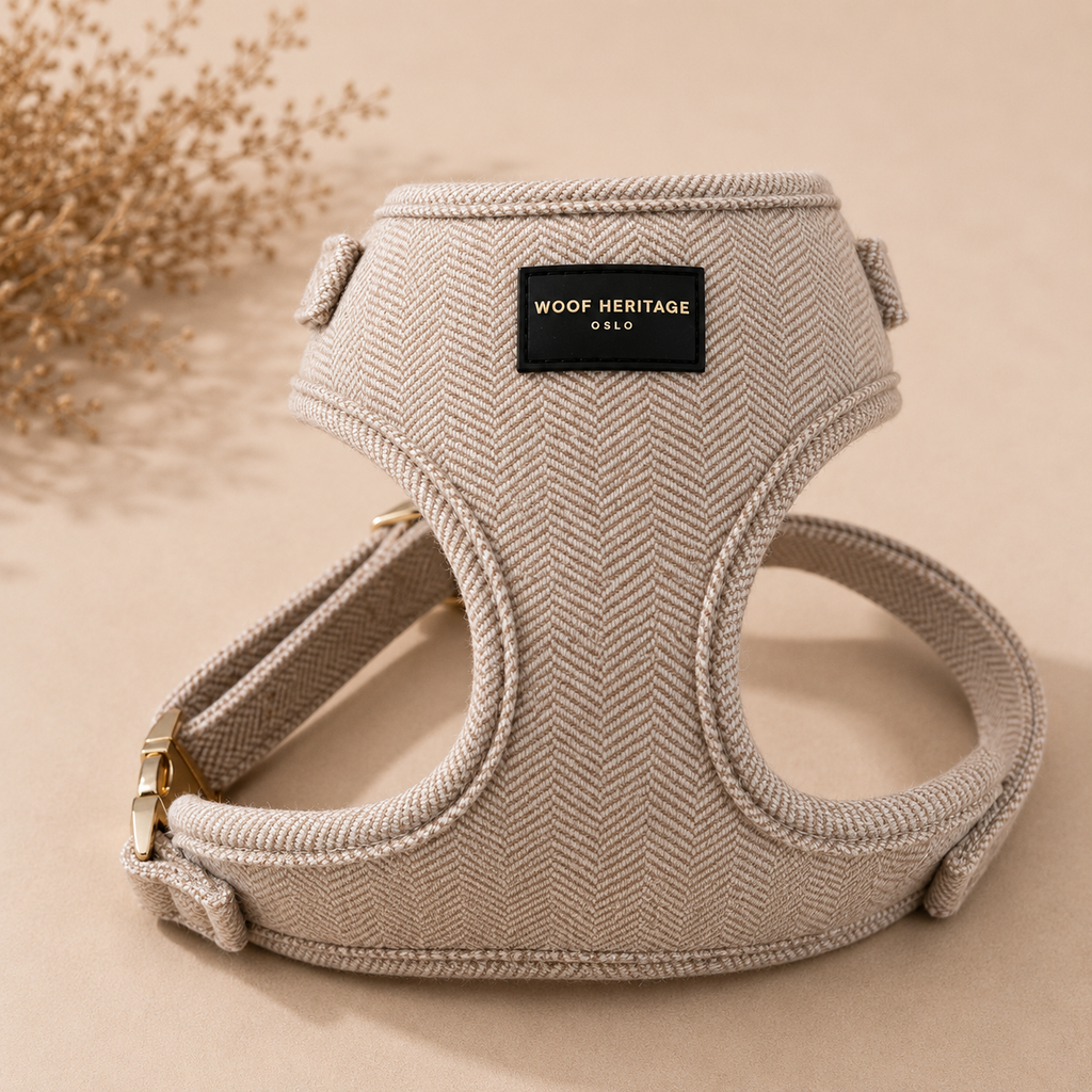 Bundle – Twill Sand | Halsbånd + Hundesele + Bånd